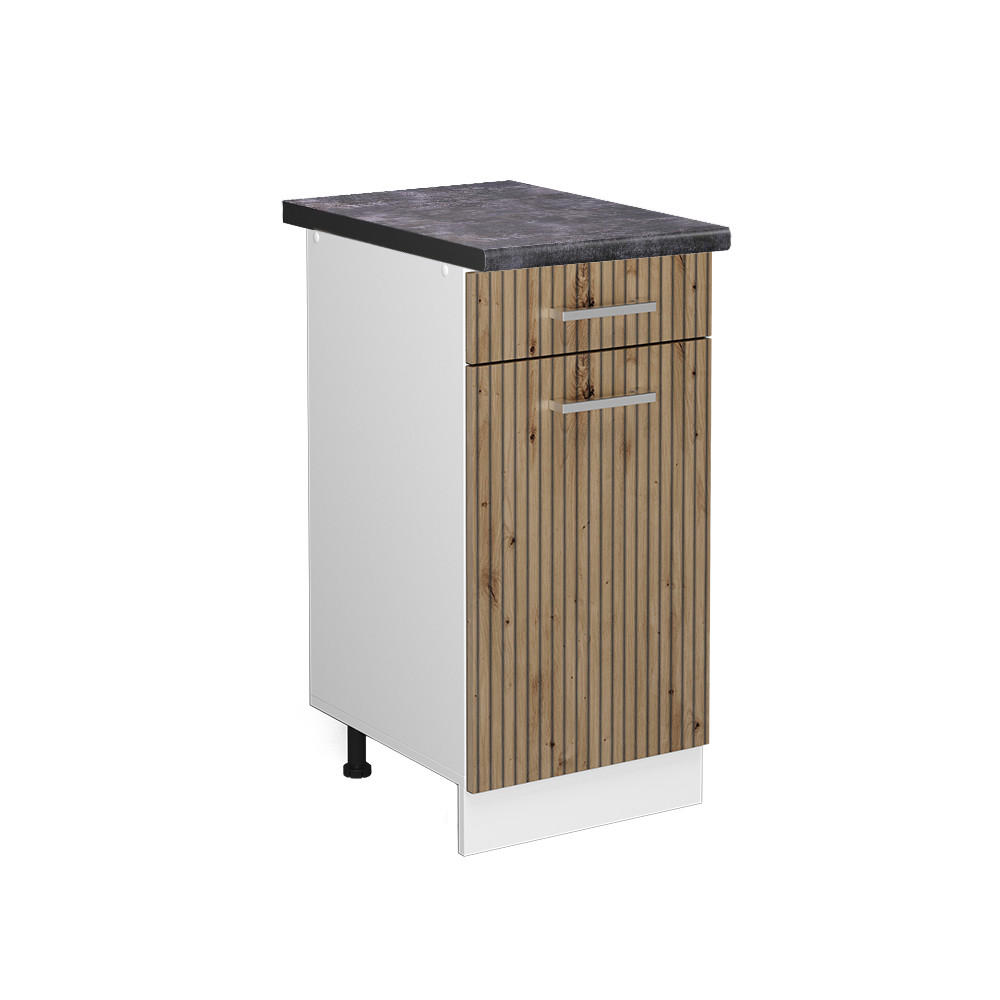 KÜCHENUNTERSCHRANK R-Line Artisan-Eiche 40 cm, AP Anthrazit - Weiß/Eiche Artisan, Holzwerkstoff (40/81.6/60cm) - Vicco