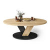 COUCHTISCH Oval Eiche Gold - Schwarz mit Ablage - Ecru/Schwarz, Holzwerkstoff (60/110/45cm) - designimpex