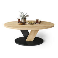 COUCHTISCH Oval Eiche Gold - Schwarz mit Ablage - Ecru/Schwarz, Holzwerkstoff (60/110/45cm) - designimpex