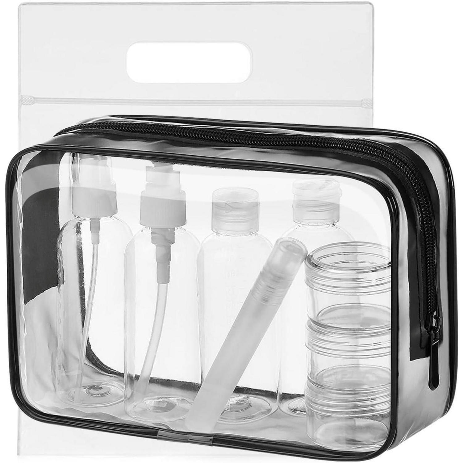 KULTURBEUTEL 8-teiliges Set Transparent mit Reiseflaschen 100ml - Transparent, Kunststoff (16/6/21cm)