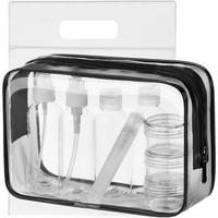 KULTURBEUTEL 8-teiliges Set Transparent mit Reiseflaschen 100ml - Transparent, Kunststoff (16/6/21cm)