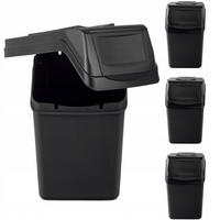 ABFALLBEHÄLTER 4x25 L, schwarz - Schwarz, Kunststoff (22/38cm) - KADAX