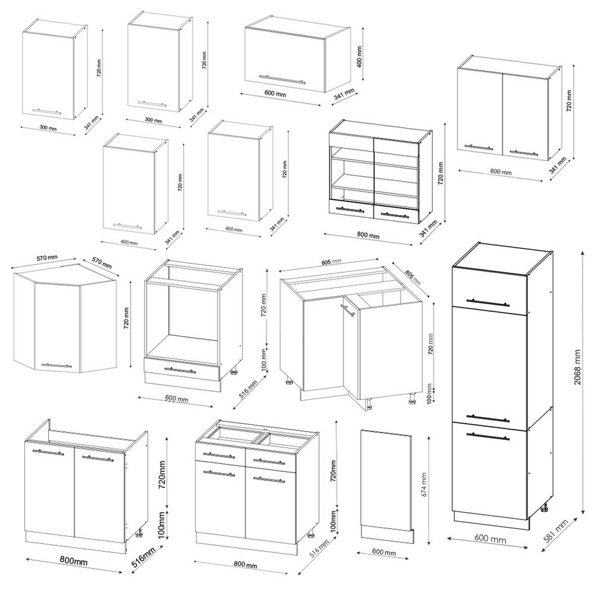ECKKÜCHE Fame-Line Weiß Hochglanz/Anthrazit 227 x 60 cm ohne AP - Weiß Hochglanz/Anthrazit, Holzwerkstoff (287/81.6/46cm) - Vicco