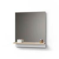BADSPIEGEL Timavo Weiß 60 x 67 cm mit Regal - Weiß/Eiche Artisan, Holzwerkstoff (60/67/14cm) - Livinity®