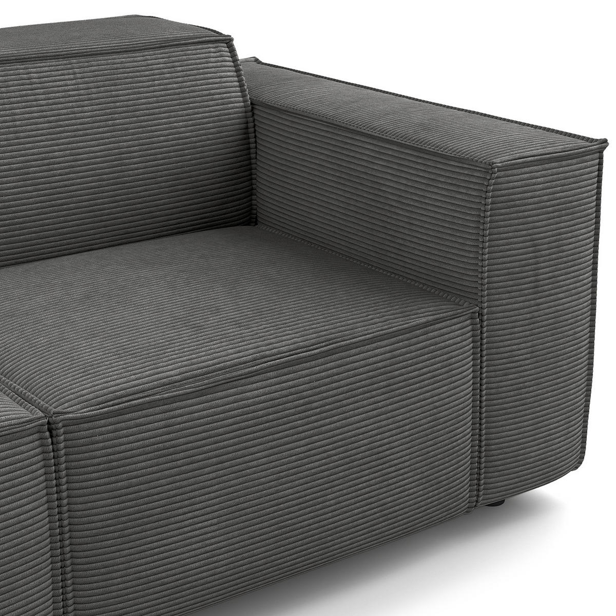 ECKSOFA mit Longchair - Anthrazit/Schwarz, Kunststoff/Textil (294/177cm) - home24