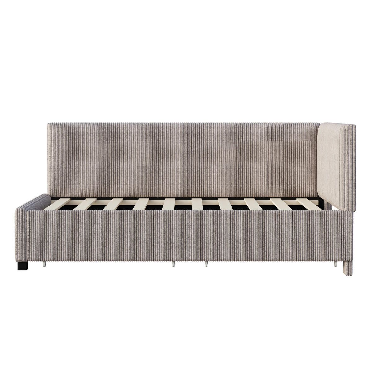 ROZKLÁDACÍ postel 90x200 cm šedá z látky se dvěma úložnými zásuvkami a lamelovým roštem - šedá, kůže (90/200cm) - OKWISH