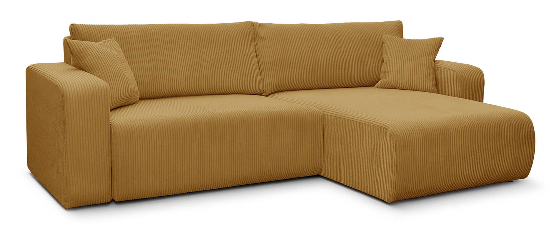 ECKSOFA NELLIO Cord Senf 145 cm L-Form beidseitig - Currygelb/Schwarz, Kunststoff/Textil (145/245cm) - Homebook