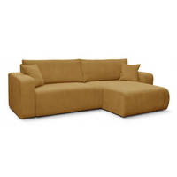 ECKSOFA NELLIO Cord Senf 145 cm L-Form beidseitig - Currygelb/Schwarz, Kunststoff/Textil (145/245cm) - Homebook