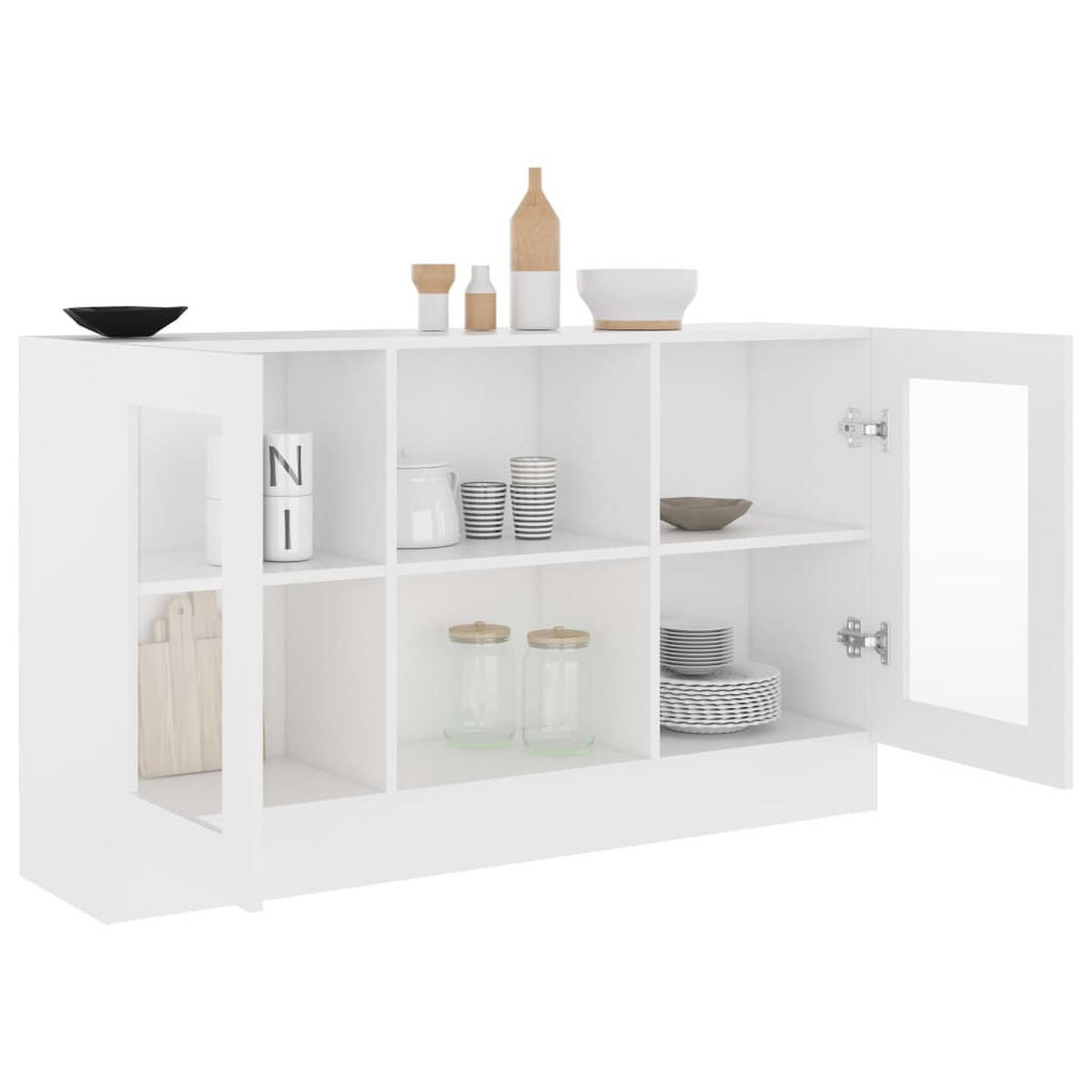 VITRINENSCHRANK Weiß 120x30,5x70 cm Holzwerkstoff - Weiß, Holzwerkstoff (120/70/30.5cm) - furnicato