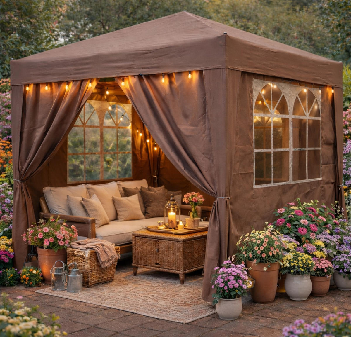 FALTPAVILLON 2x2m Graubeige - Beige, Metall (200/245/200cm) - QUICK STAR