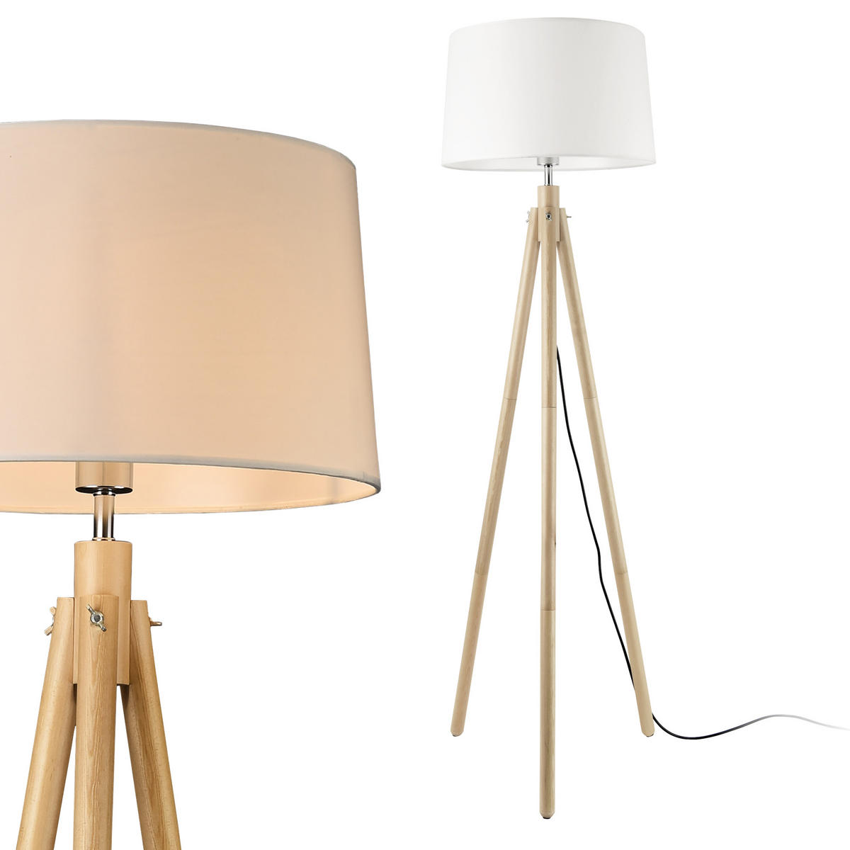 STEHLEUCHTE Tomar - Weiß, Holz (38/43/153cm) - lux.pro