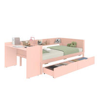RAHMENBETT 90/200 cm in Rosa mit Schreibtisch, 2 Schubladen und Regalen - Rosa, Holz (90/200cm) - Flora Grace