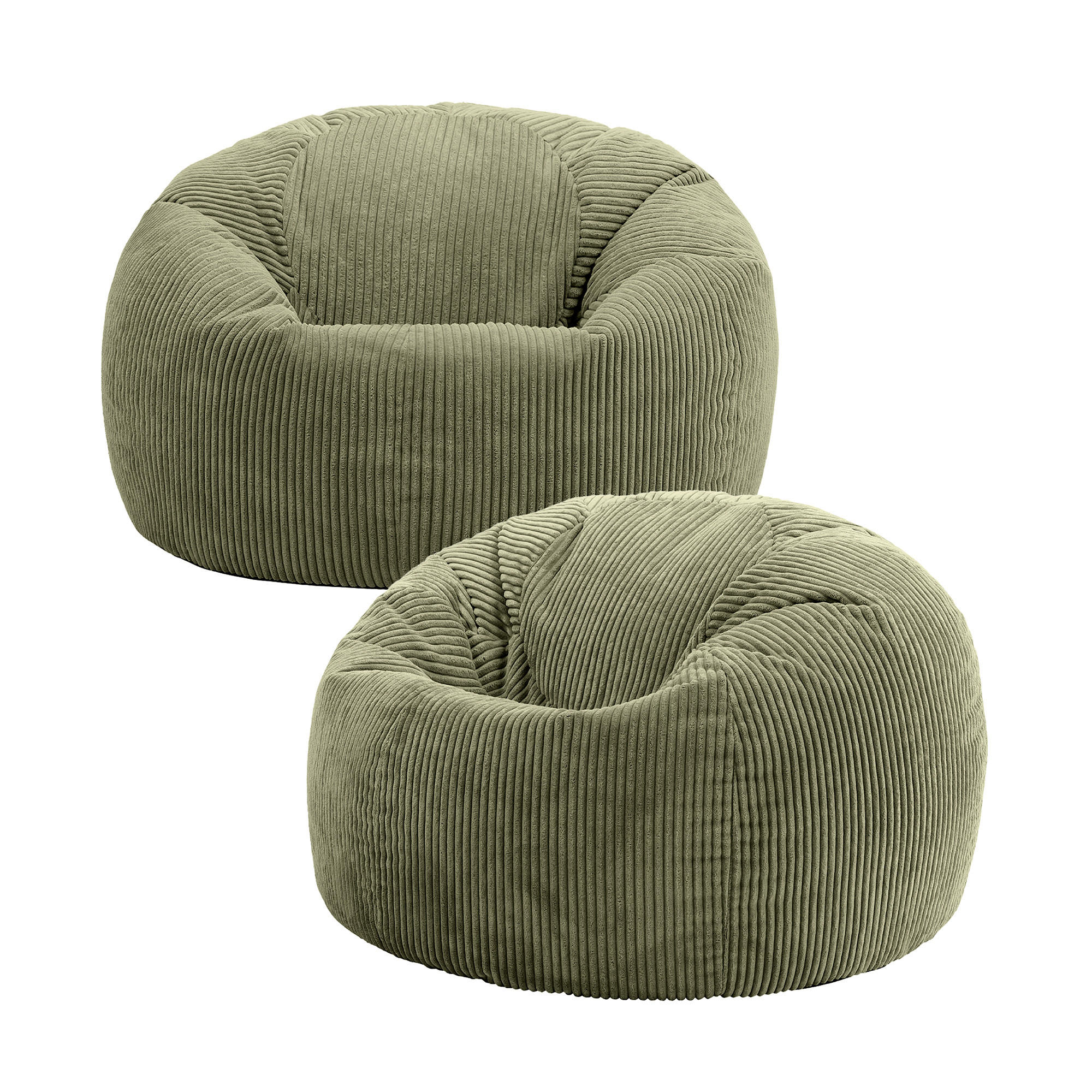 SITZSACK Klassisch Sessel aus Cord 2-tlg. - Salbeigrün, Textil (85/50/85cm) - icon