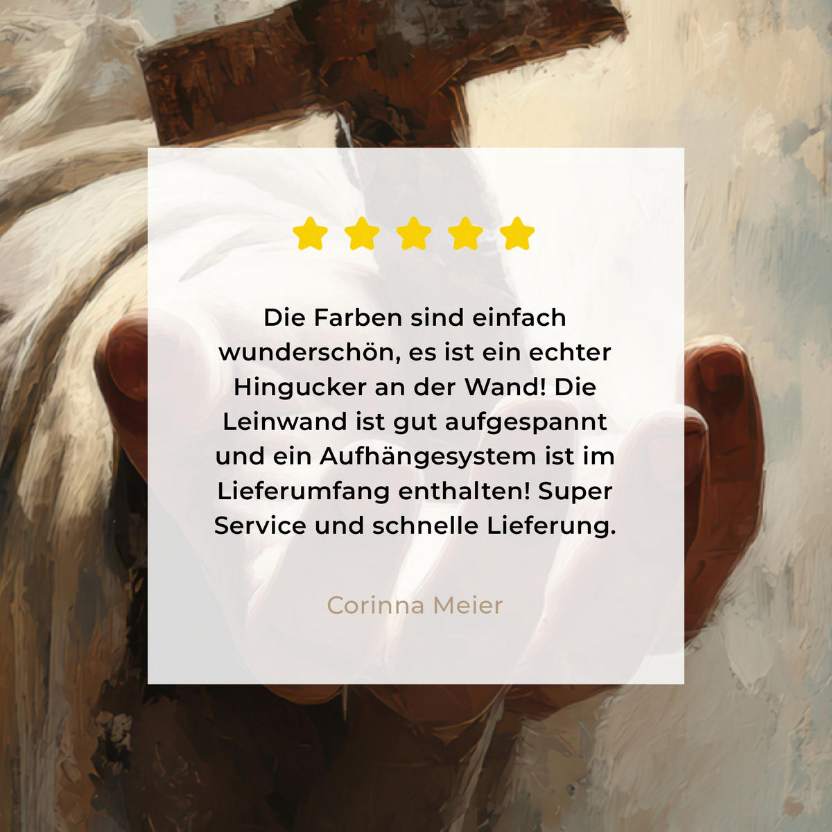 LEINWANDBILD Abstrakt - Kreuz - Hand - Christentum Wandbild 40x30 cm - Hellbraun, Textil (40/30cm) - MuchoWow