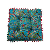 SITZKISSEN in Marokkanischer Stil Quadratisch aus Leinen-Baumwollstoff in blau Bequem & dekorativ 42 x 42 x 7 cm - Blau, Textil (42/42/7cm) - Livingandhome