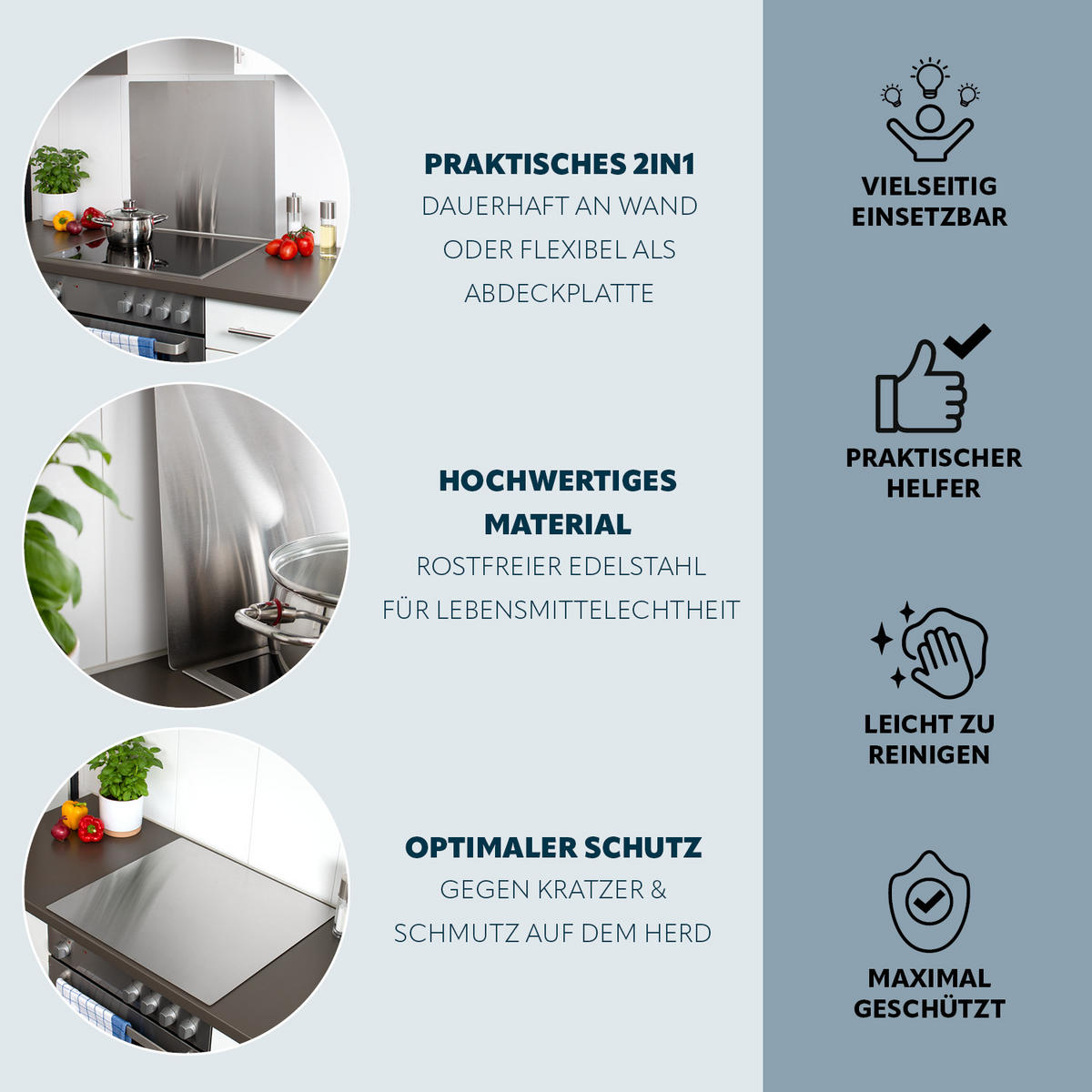 HERDSPRITZSCHUTZ, Edelstahl - Edelstahlfarben, Metall (59/56.5/5cm) - bremermann