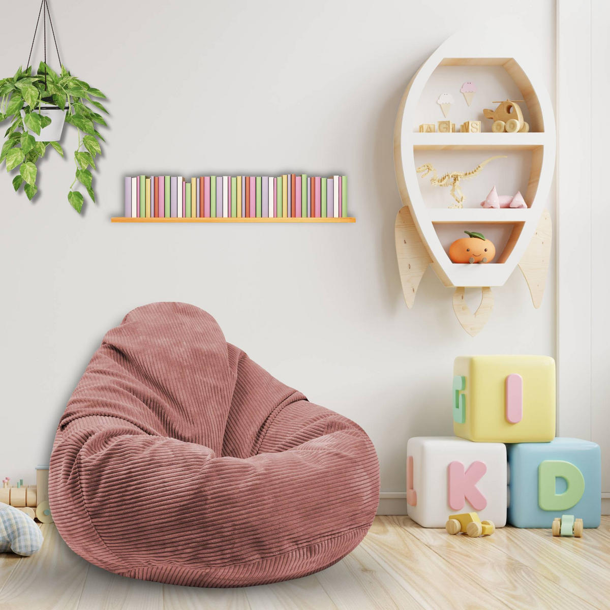 SITZSACK PARADISE MIT FUßSTÜTZE Kordsamt 2-tlg Ginger Spice S - Pink/Cognac, Textil (70/70/70cm) - Dreamroots