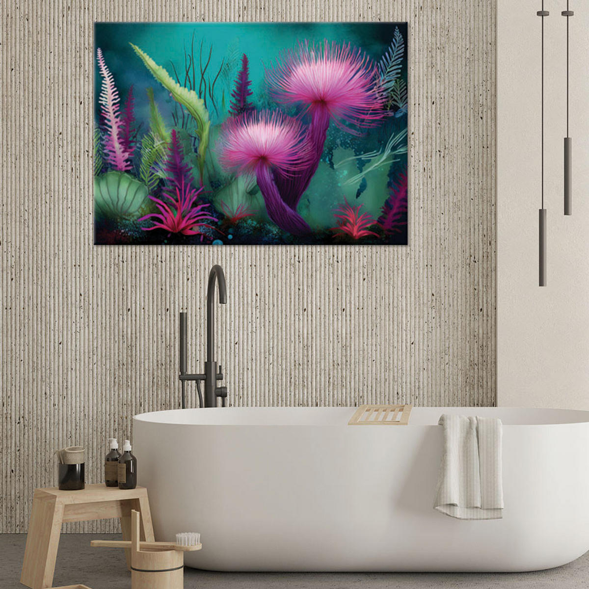 LEINWANDBILD Unterwasserwelt Ozean Meer 100x70cm - Türkis, Textil (100/70cm) - Feeby