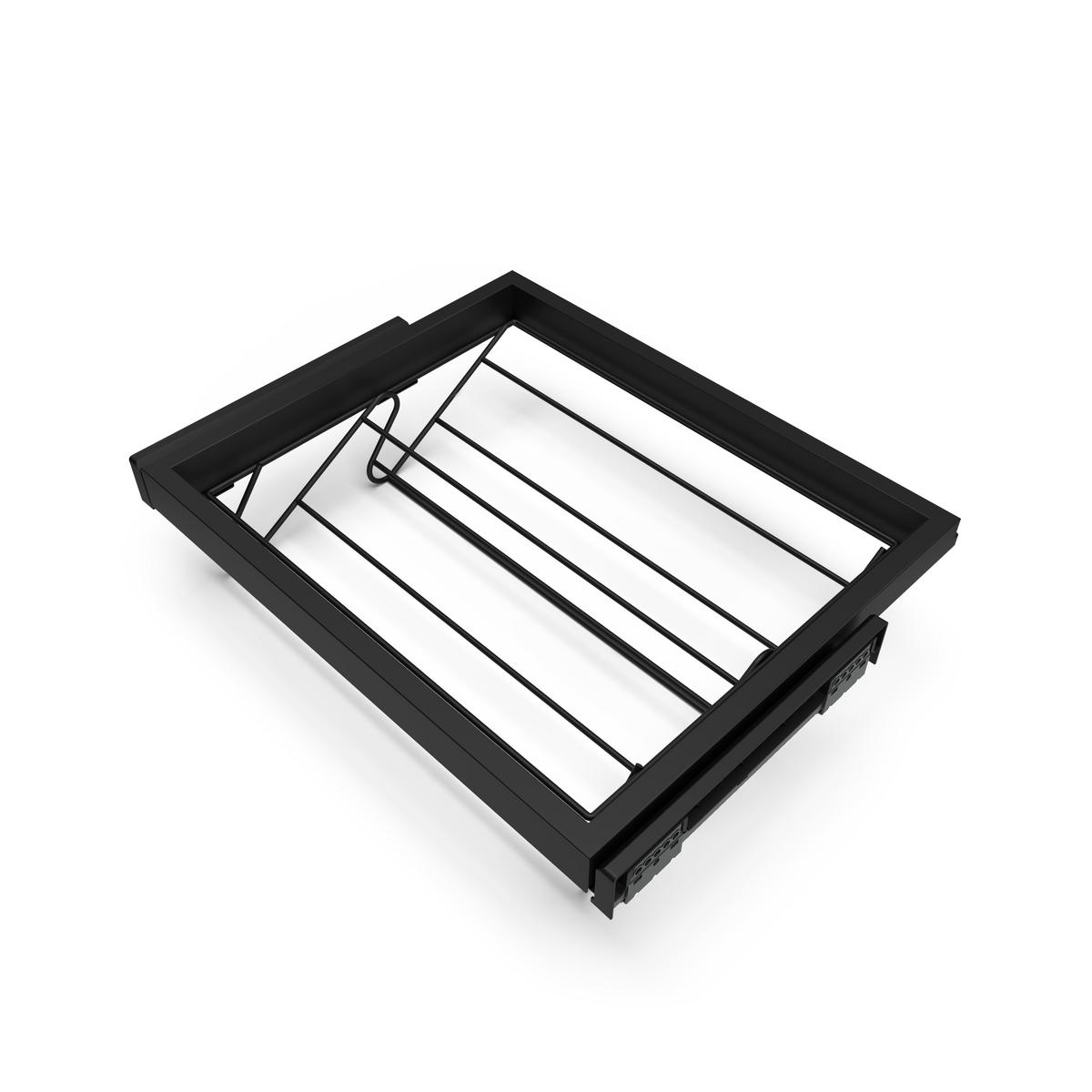 METALL-SCHUH-REGAL set und sanftes Schließen Schiebe-Rahmen für Garderobe, verstellbar, Modul 600mm, Schwarzer strukturiert - Schwarz, Metall (59.4/11/43.4cm) - EMUCA