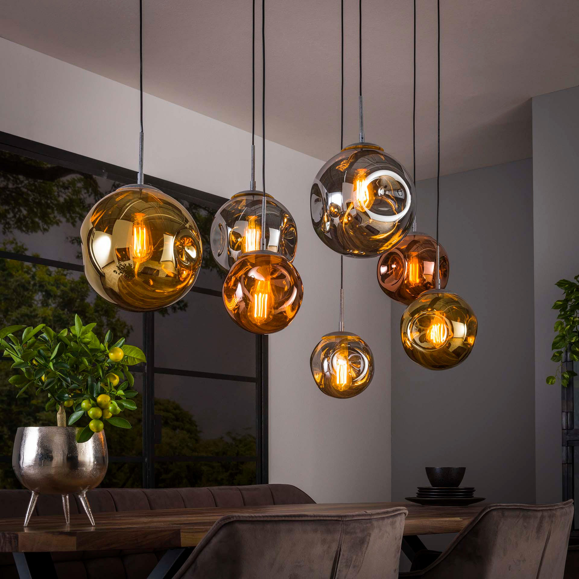 HÄNGELEUCHTE Stellar Gold 50/145/ 150 cm - Goldfarben, Glas (50/145/150cm) - Hoyz Collection