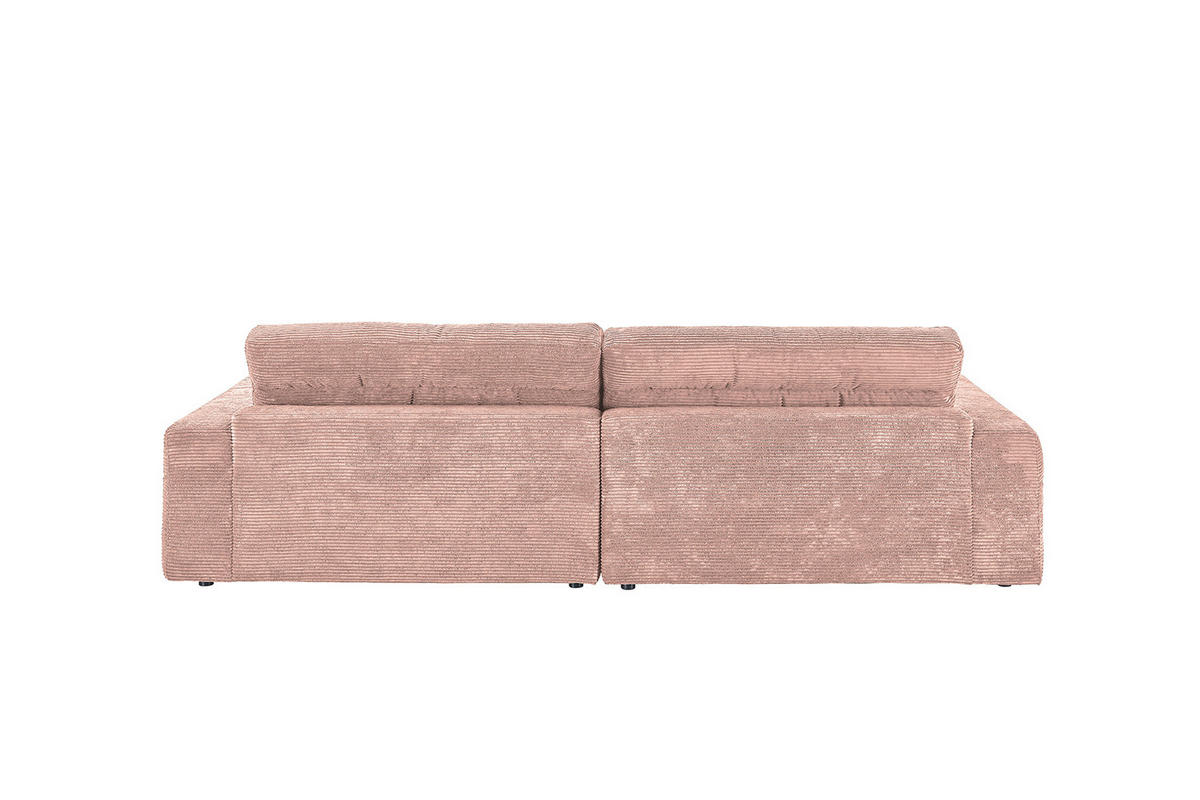 ECKSOFA LANA SOFA Pink Cord - Pink/Schwarz, Textil (296/205cm) - KAWOLA