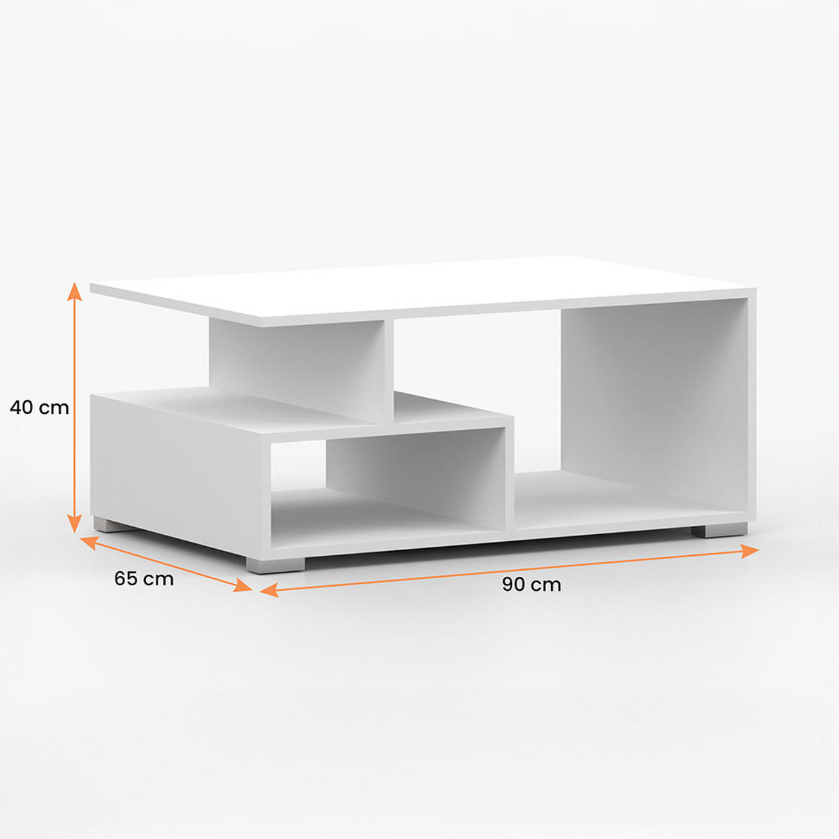 COUCHTISCH DOS I Wohnzimmer, Tisch Kaffeetisch 90 cm Weiß/Weiß - Weiß, Holzwerkstoff (65/90/40cm) - imoebel24