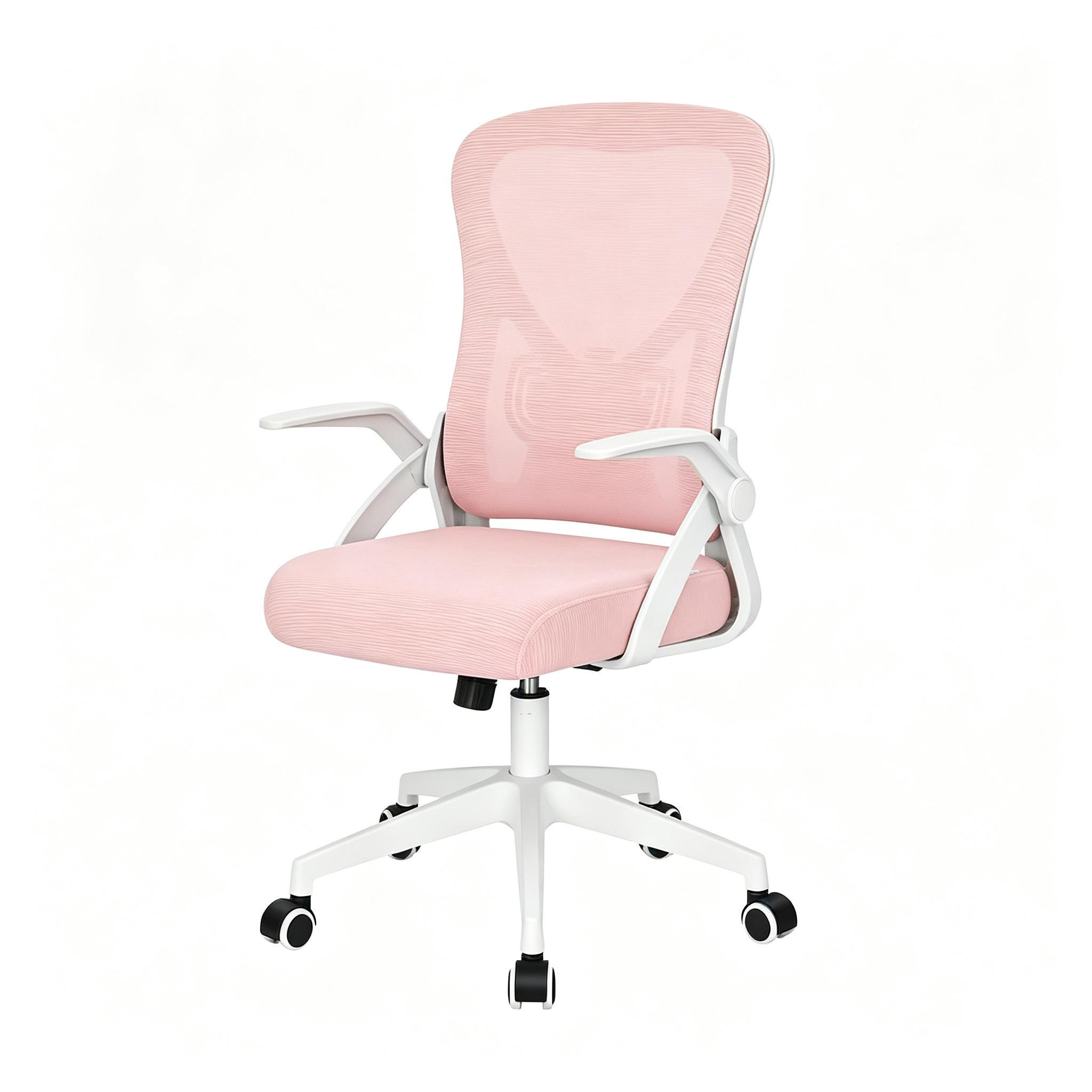 DREHSTUHL höhenverstellbar mit Armlehnen - Rosa, Leder (47/112/42cm) - Gisaae