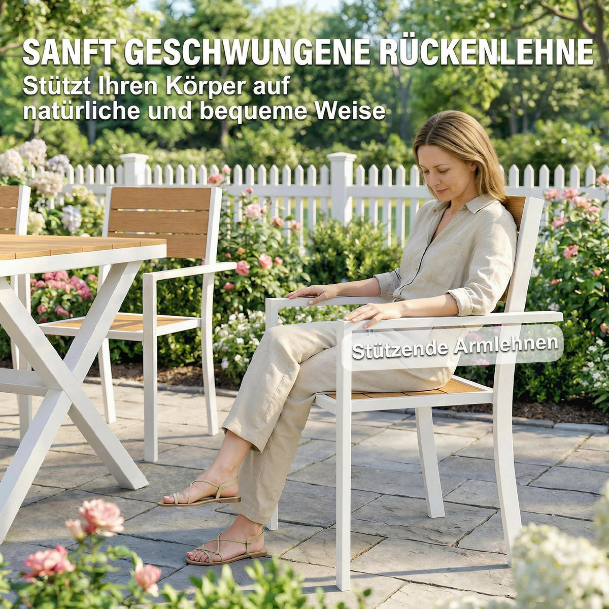 GARTENMÖBEL SET 7-teilig DE-09948 Teak - Teakfarben, Metall - ComfortXL