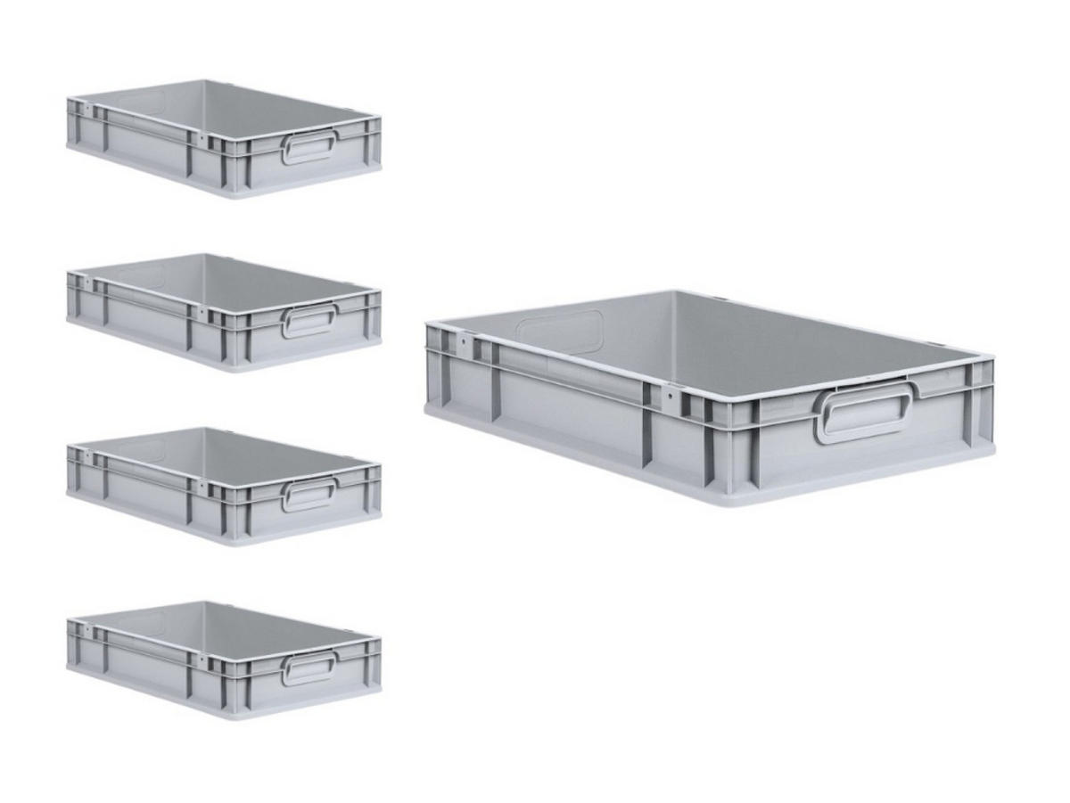 EUROBOX 5x Nextgen Economy Griffe Geschlossen 12x40x60cm 23 Liter - Grau, Kunststoff (40/12/60cm) - PROREGAL