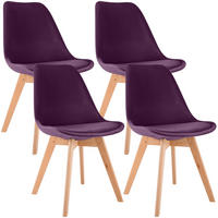 STUHL 4 Samt Lila - Eukalyptusholzfarben/Lila, Holz/Textil (49/83/50cm) - CLP