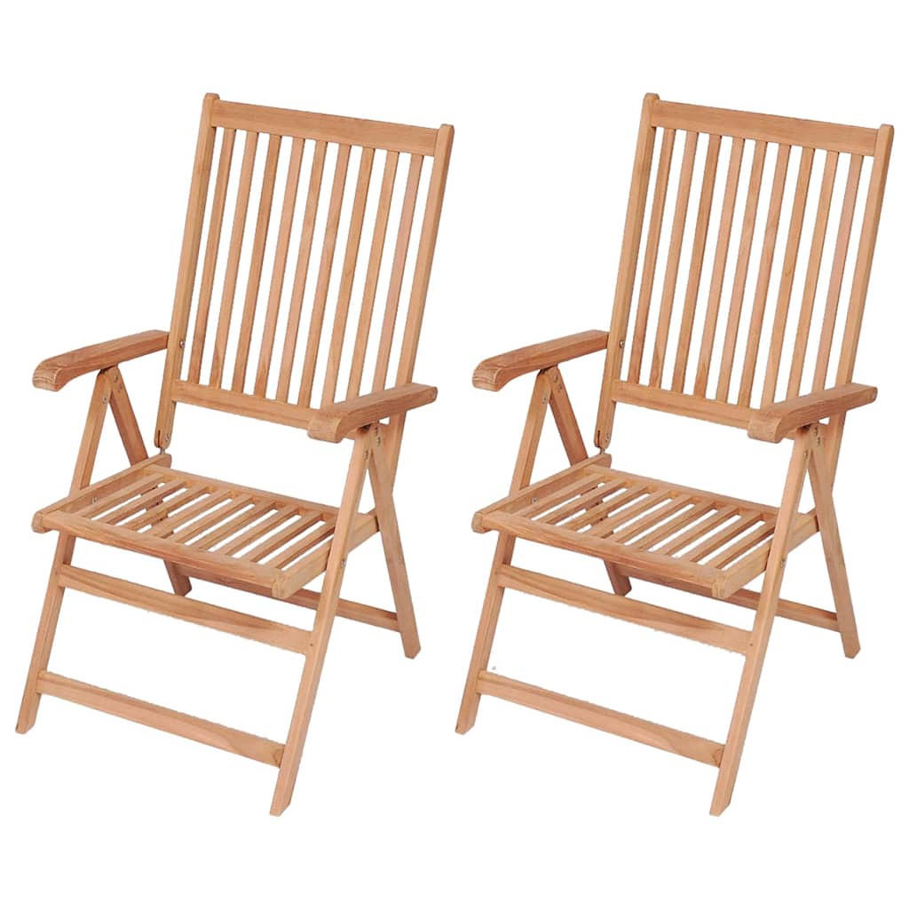 GARTENSTÜHLE Verstellbare 2er Set Massivholz Teak - Braun, Holz (57/100/71.5cm) - vidaXL