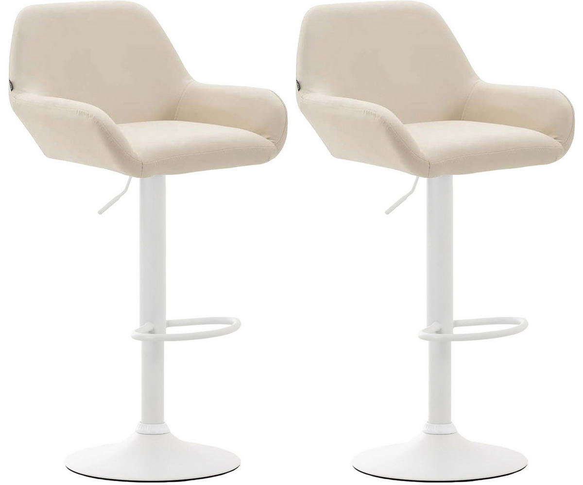 BARHOCKER 2er Set Prag Kunstleder weiß creme - Goldfarben/Creme, Kunststoff/Metall (51/109/52cm) - TPFLiving