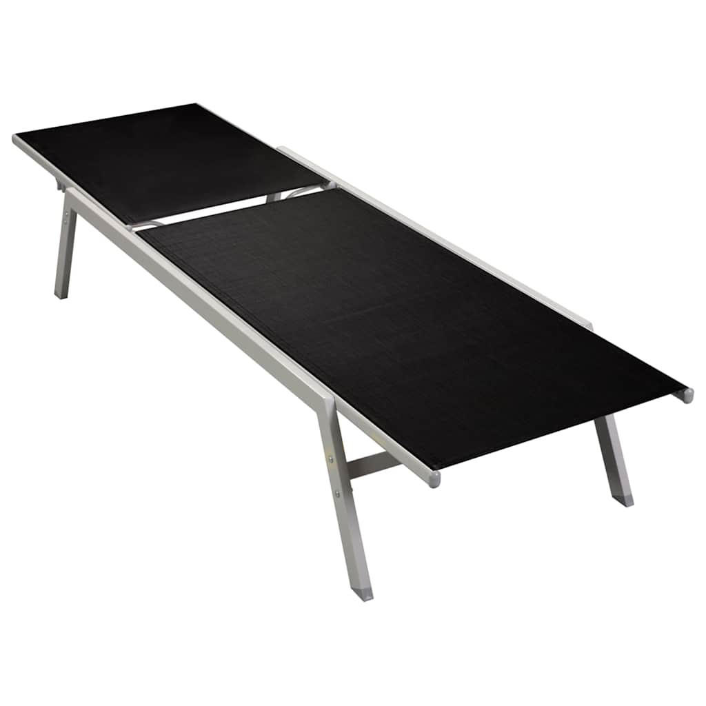 SONNENLIEGE Stahl und Textilene Schwarz - Schwarz, Metall (58/32/200cm) - furnicato