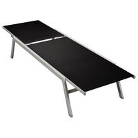SONNENLIEGE Stahl und Textilene Schwarz - Schwarz, Metall (58/32/200cm) - furnicato