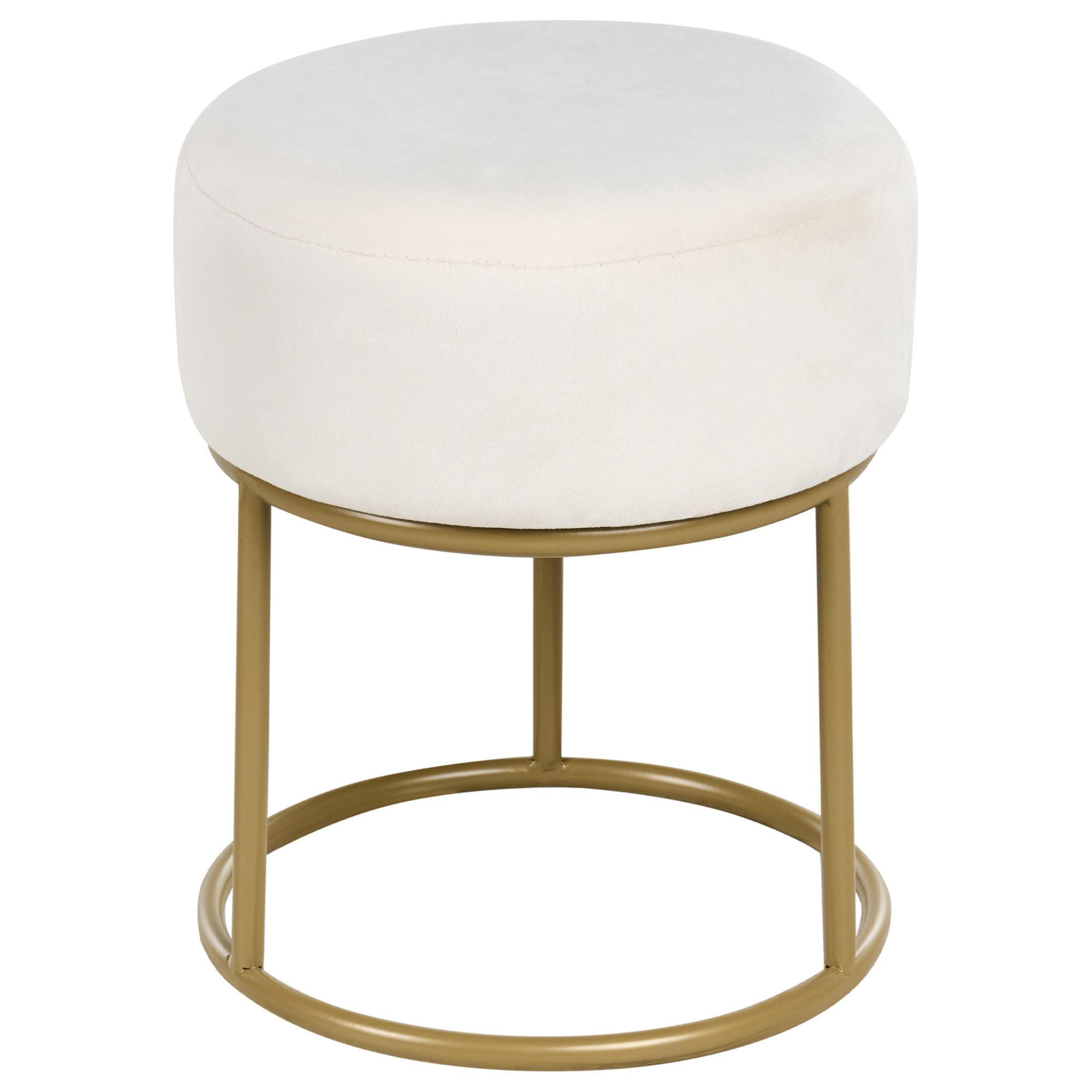 HOCKER Samtstoff Cremeweiß Delco - Weiß, Textil (35/40/35cm) - Beliani