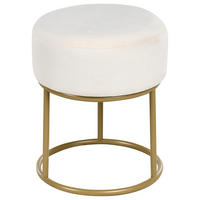 HOCKER Samtstoff Cremeweiß Delco - Weiß, Textil (35/40/35cm) - Beliani