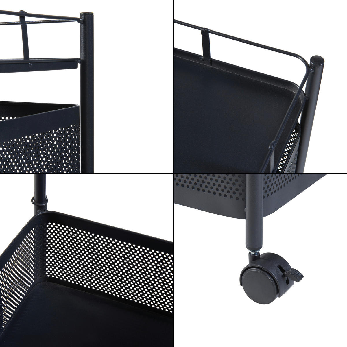 ROLLWAGEN Sunndal - Schwarz, Metall (27/79.5/27cm) - [en.casa]