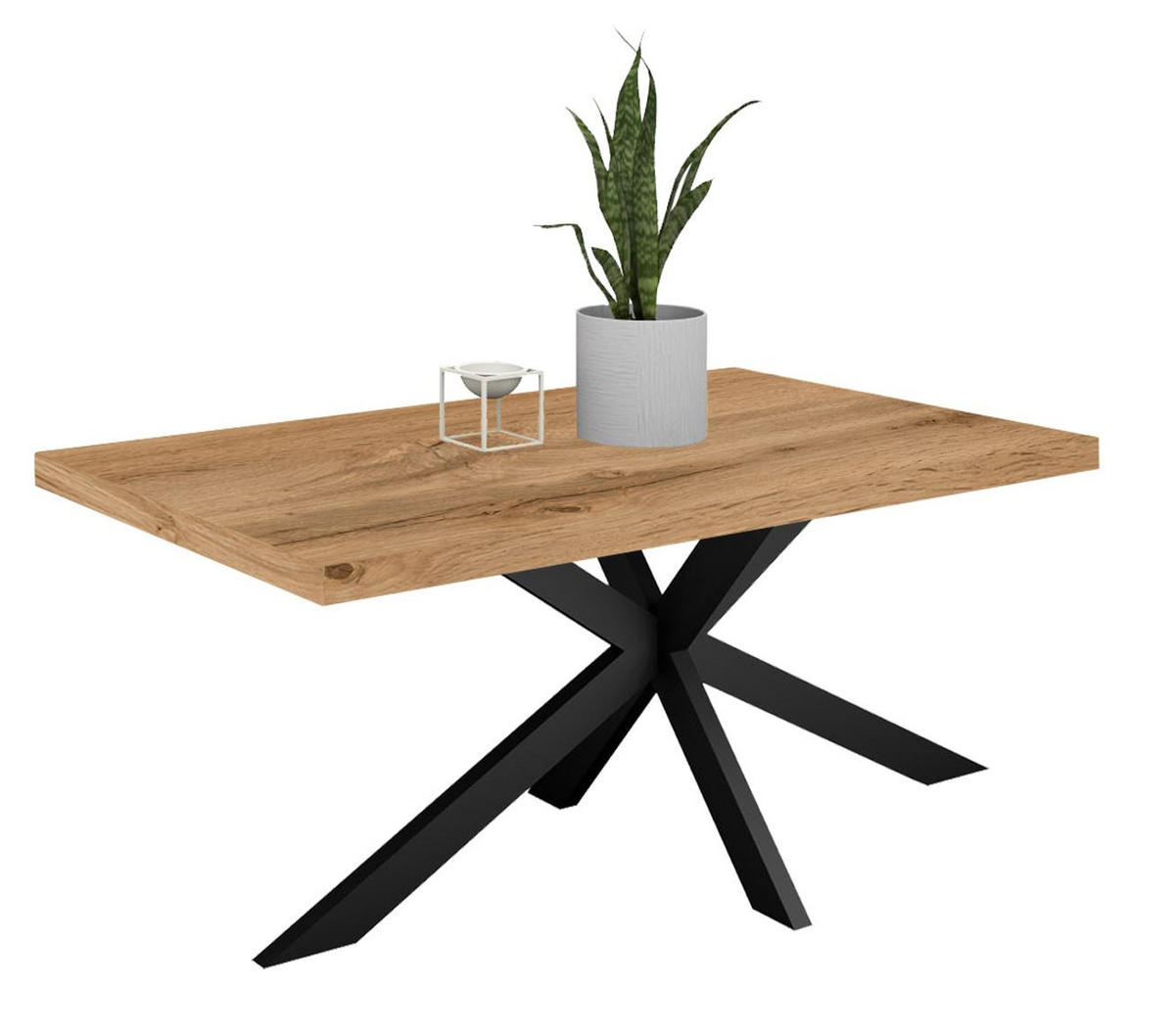 ESSTISCH Elgin 2 210x80x100 Metall+Holzwerkstoff Schwarz/Wotan Eiche - Eiche Wotan/Schwarz, Holzwerkstoff (210/100/80cm) - 58aufmkessel