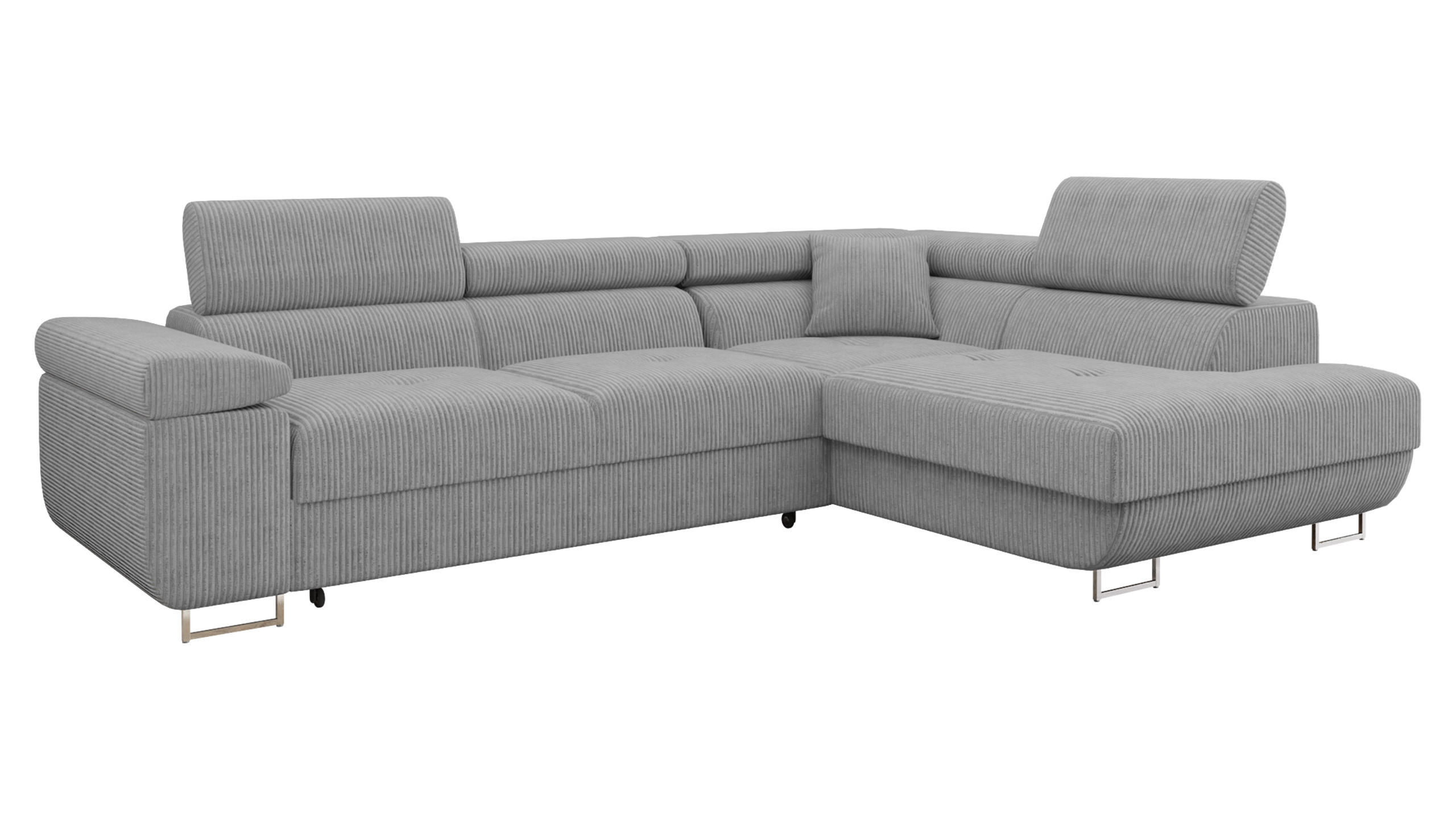 ECKSOFA Torezio Cord, Seite: Rechts - Grau, Holz/Textil (274/203cm) - MIRJAN24