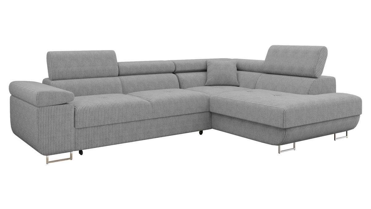 ECKSOFA Torezio Cord, Seite: Rechts - Grau, Holz/Textil (274/203cm) - MIRJAN24