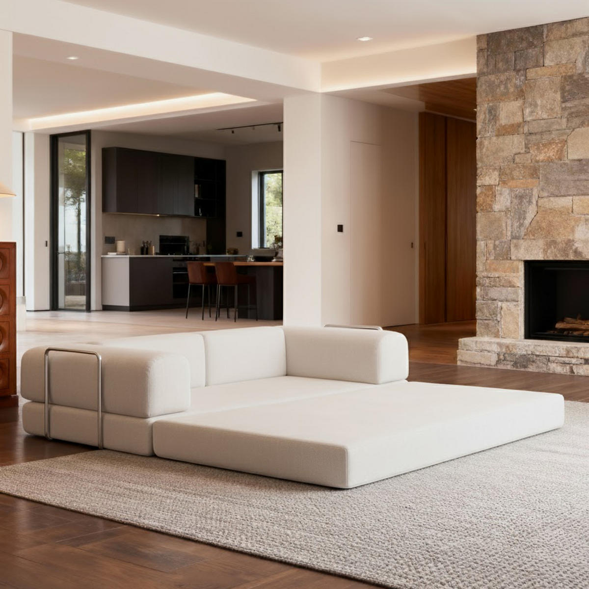 SCHLAFSOFA Kaia Weiß Sand - Beige, Textil (180/70/100cm) - COCO Living