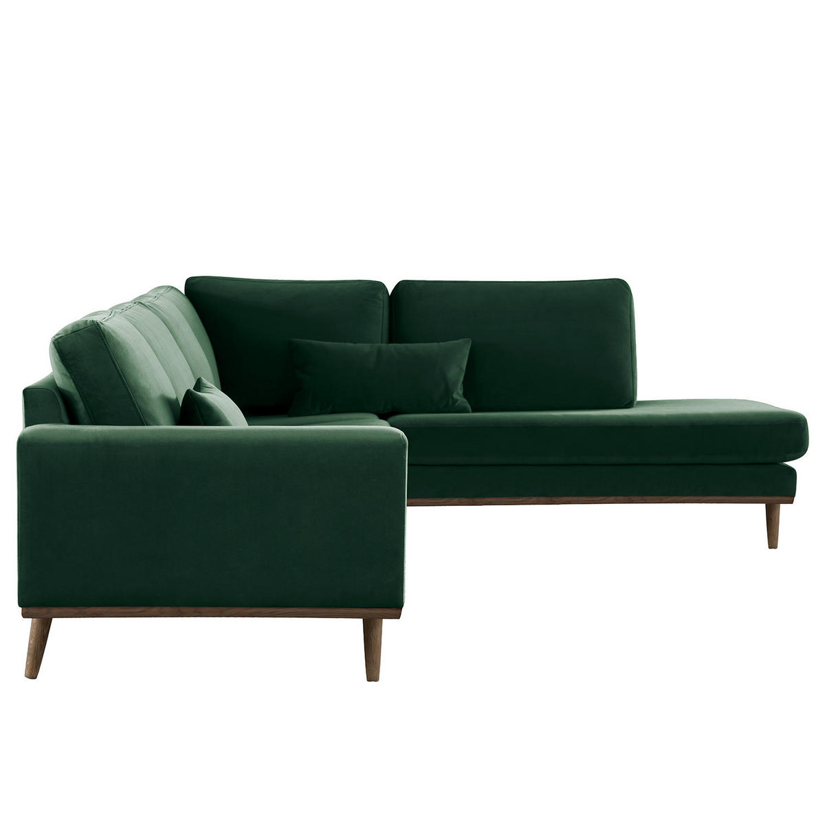 ECKSOFA mit Ottomane - Eichefarben/Grün, Eichenholz/Textil (287/219cm) - home24