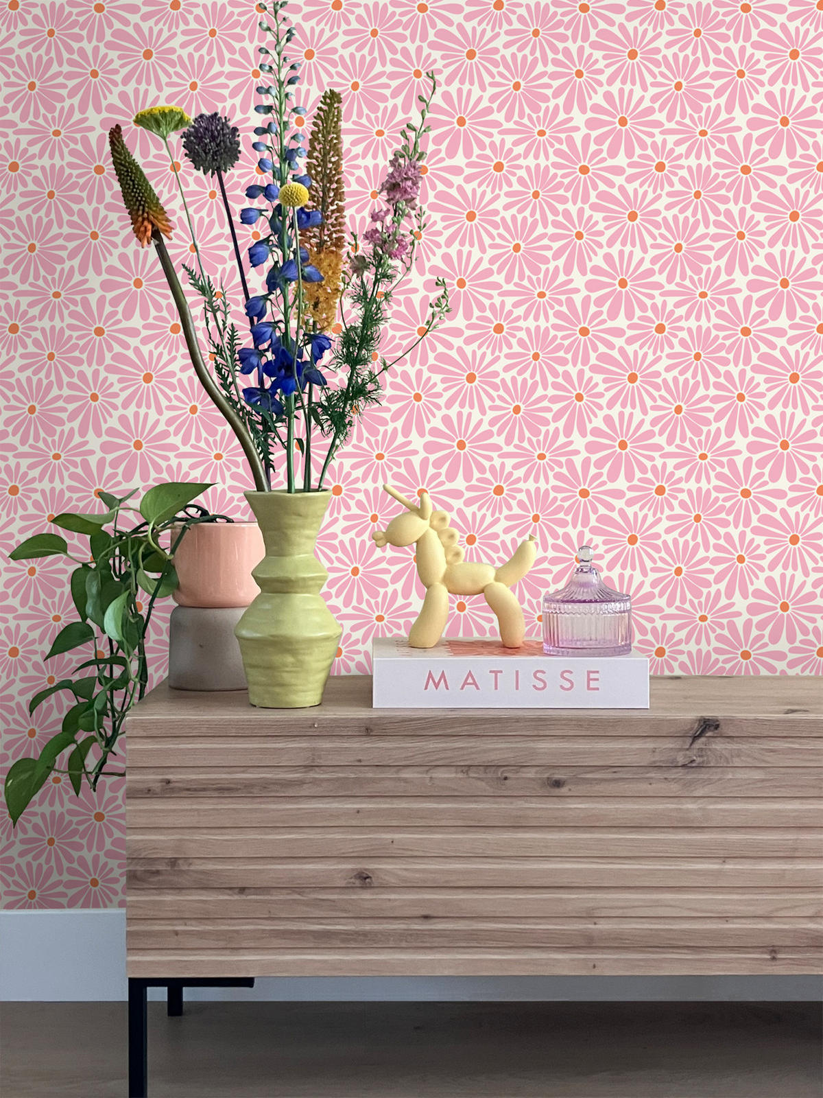 TAPETE Gänseblümchen 53 cm x 10.05 m - Pink, Papier (53/1000cm) - ESTAhome