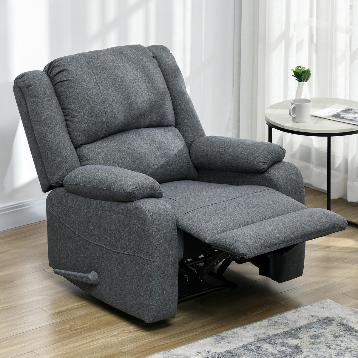 FERNSEHSESSEL Dunkelgrau/Braun, Polyester, Stahl - Dunkelgrau/Schwarz, Textil (96/98/87cm) - HOMCOM