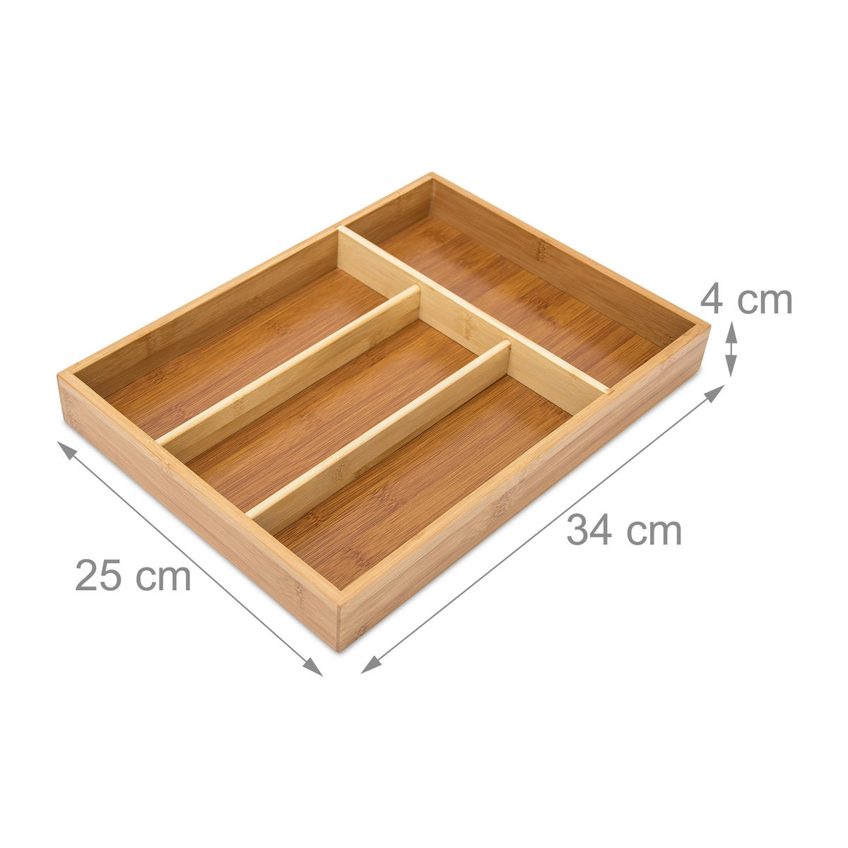 BESTECKKASTEN - Hellbraun, Holz (34/4/25cm) - Relaxdays