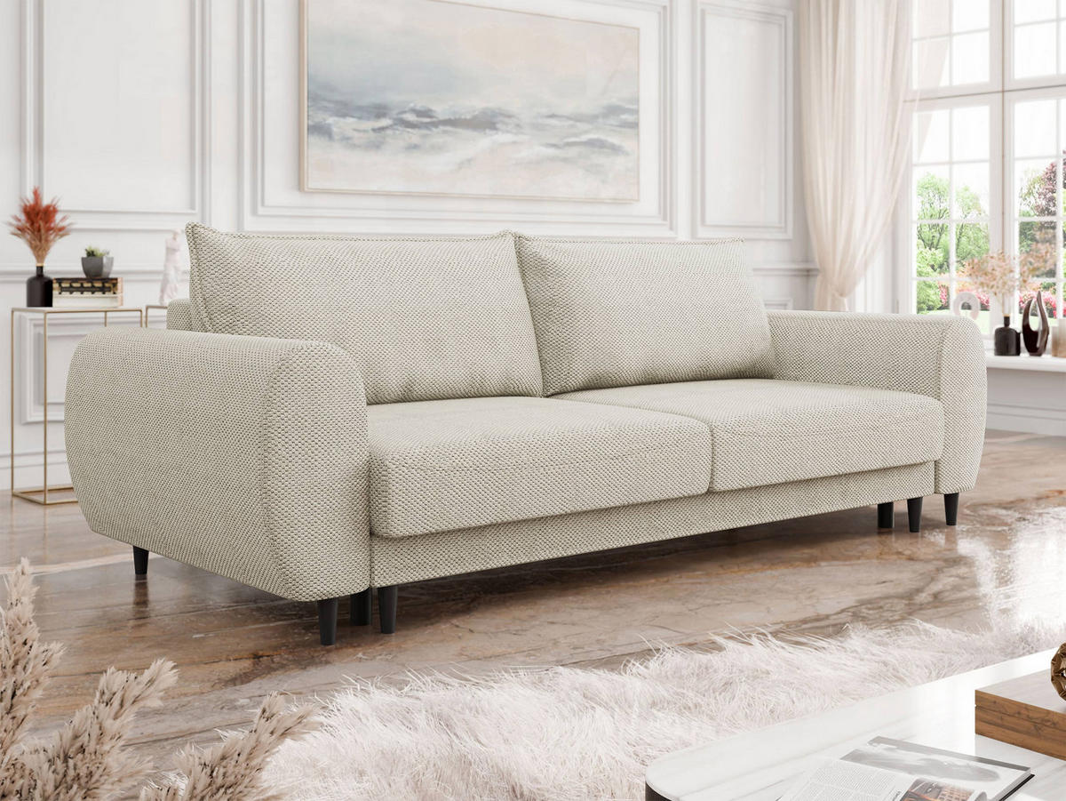 SCHLAFSOFA Sonia - Creme/Schwarz, Holz/Textil (251/76/95cm) - MIRJAN24