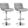BARHOCKER 2er Set Stoff grau - Chromfarben/Grau, Textil/Metall (49/85/51cm) - CLP