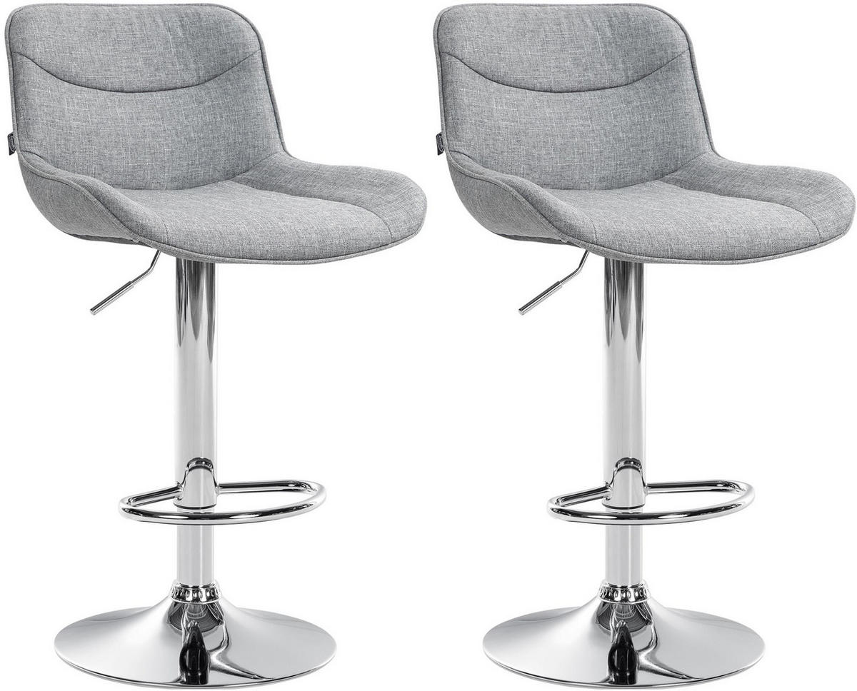 BARHOCKER 2er Set Stoff grau - Chromfarben/Grau, Textil/Metall (49/85/51cm) - CLP