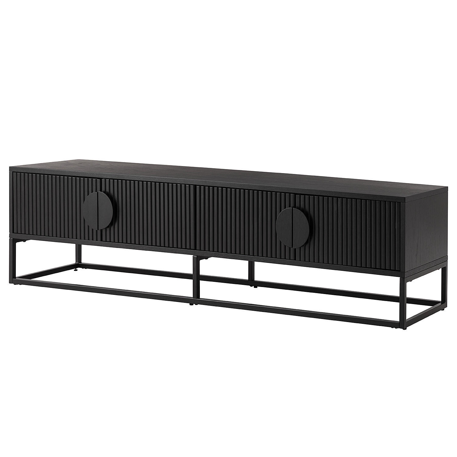 TV-LOWBOARD - Echtholzfurnier / Metall - Eichefarben, Holzwerkstoff/Metall (180/45/40cm) - home24