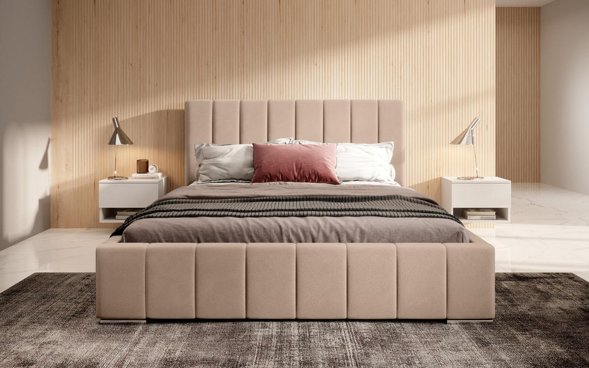 POSTERBETT Doppelbett Belten Beige 140x200 cm - Beige, Textil (140/200cm) - Meblito